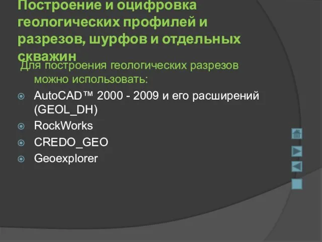 Построение и оцифровка геологических профилей и разрезов, шурфов и отдельных скважин Для