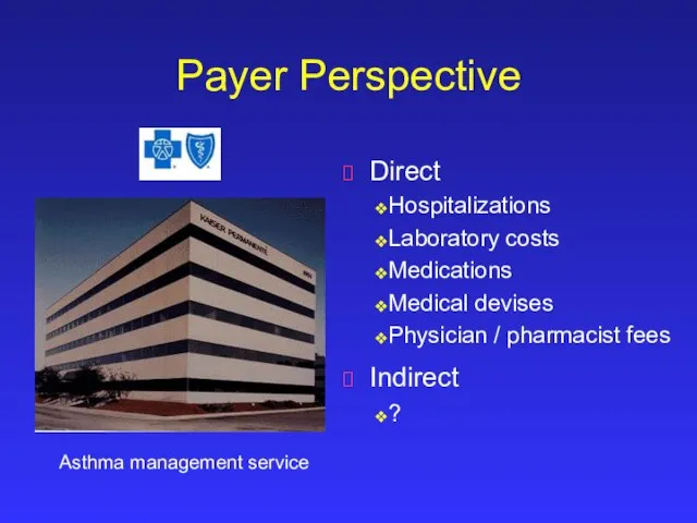 Hospitalizations Laboratory costs Medications Medical devises Physician / pharmacist fees Payer Perspective