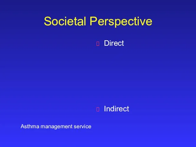 Societal Perspective Direct Indirect Asthma management service