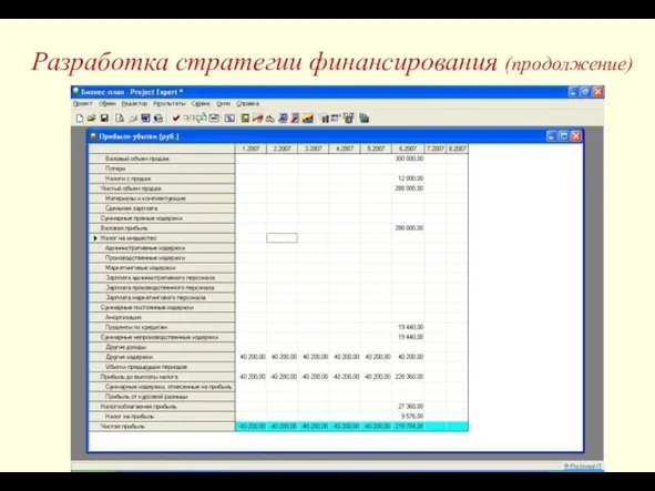 Разработка стратегии финансирования (продолжение)