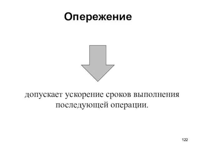 Опережение допускает ускорение сроков выполнения последующей операции.