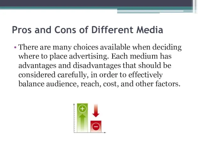 Pros and Cons of Different Media There are many choices available when