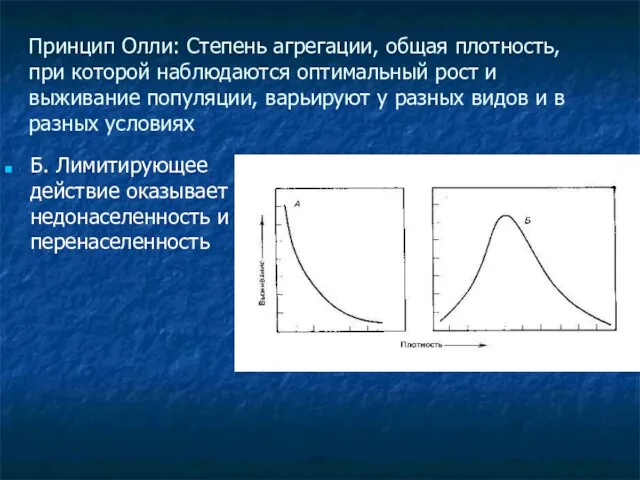 Принцип Олли: Степень агрегации, общая плотность, при которой наблюдаются оптимальный рост и