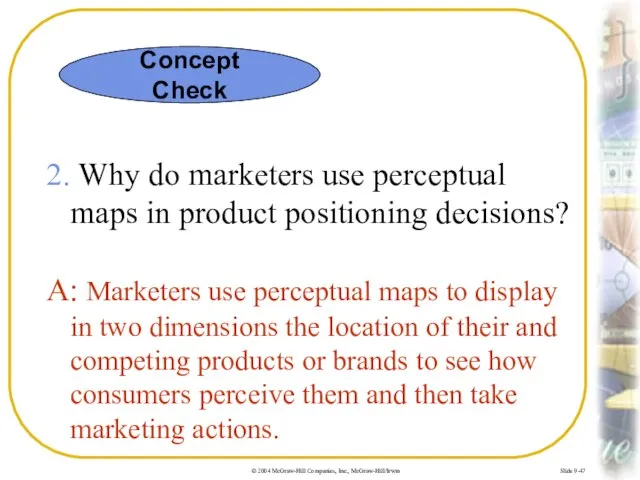 Slide 9-47 2. Why do marketers use perceptual maps in product positioning