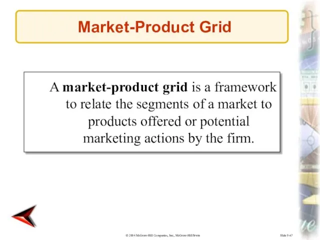Slide 9-67 A market-product grid is a framework to relate the segments