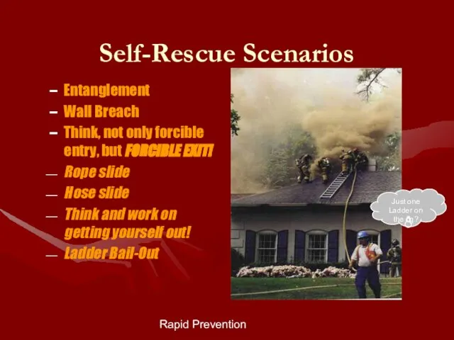 Rapid Prevention Self-Rescue Scenarios Entanglement Wall Breach Think, not only forcible entry,