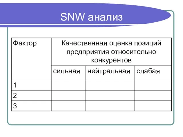 SNW анализ
