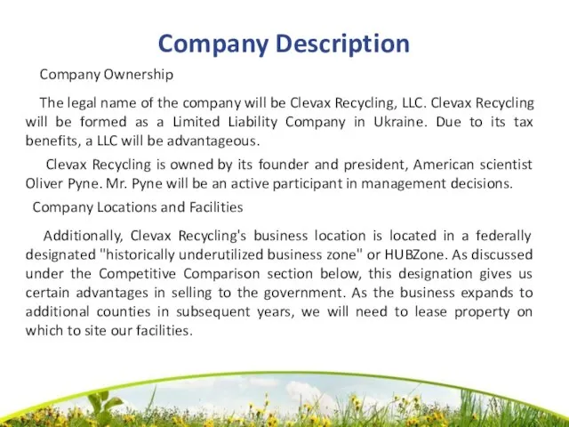 Company Description Company Ownership The legal name of the company will be