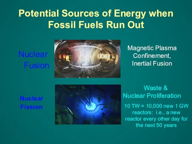 Potential Sources of Energy when Fossil Fuels Run Out Nuclear Fission Magnetic