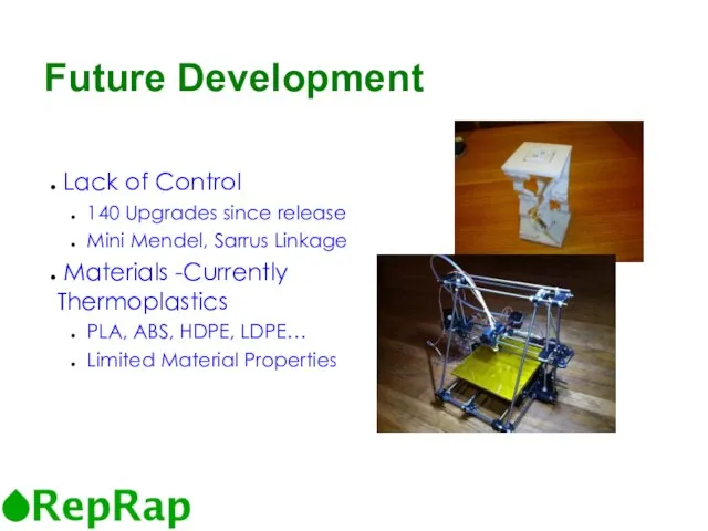 Lack of Control 140 Upgrades since release Mini Mendel, Sarrus Linkage Materials