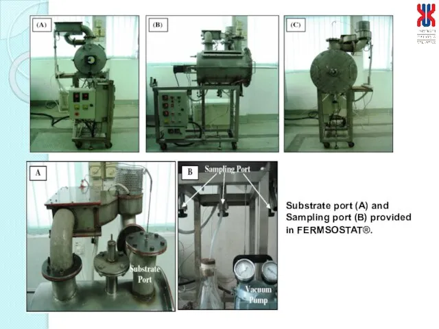 Substrate port (A) and Sampling port (B) provided in FERMSOSTAT®.