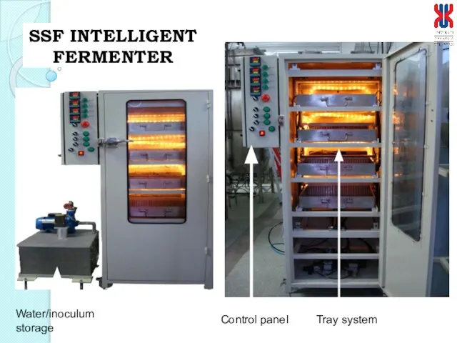 SSF INTELLIGENT FERMENTER Water/inoculum storage Control panel Tray system