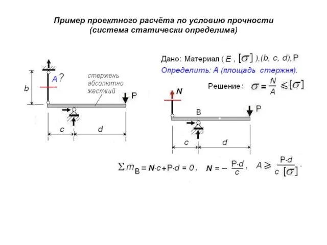 Пример проектного расчёта по условию прочности (система статически определима)