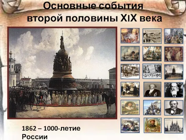 Основные события второй половины ХIХ века 1862 – 1000-летие России