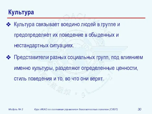 Культура Культура связывает воедино людей в группе и предопределяет их поведение в