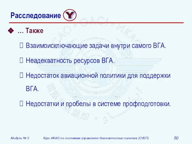 … Также Взаимоисключающие задачи внутри самого ВГА. Неадекватность ресурсов ВГА. Недостаток авиационной