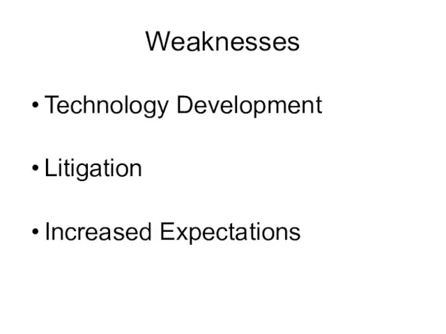 Weaknesses Technology Development Litigation Increased Expectations