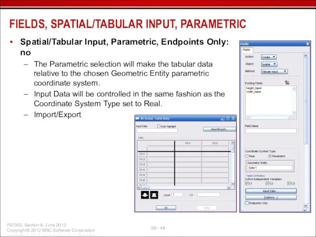 Spatial/Tabular Input, Parametric, Endpoints Only: no The Parametric selection will make the