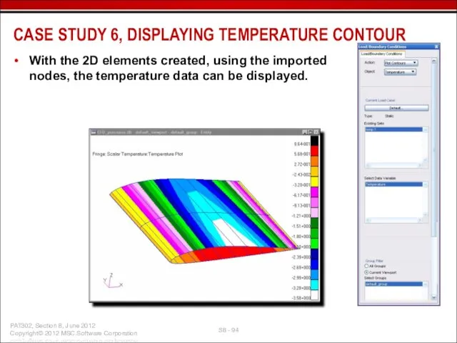 With the 2D elements created, using the imported nodes, the temperature data