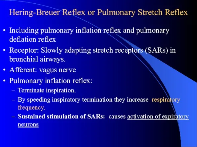 Hering-Breuer Reflex or Pulmonary Stretch Reflex Including pulmonary inflation reflex and pulmonary