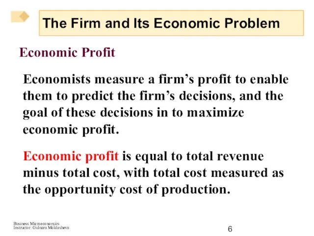 Economic Profit Economists measure a firm’s profit to enable them to predict