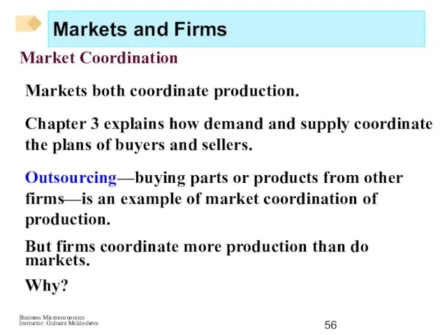 Markets and Firms Market Coordination Markets both coordinate production. Chapter 3 explains