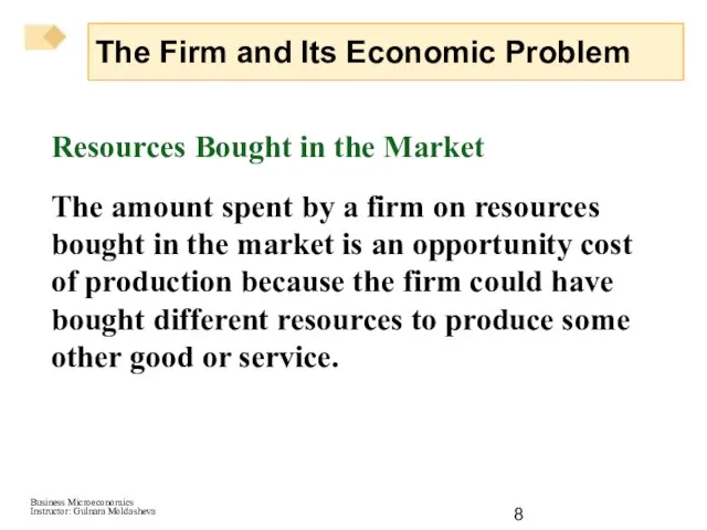 Resources Bought in the Market The amount spent by a firm on