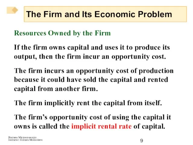 Resources Owned by the Firm If the firm owns capital and uses