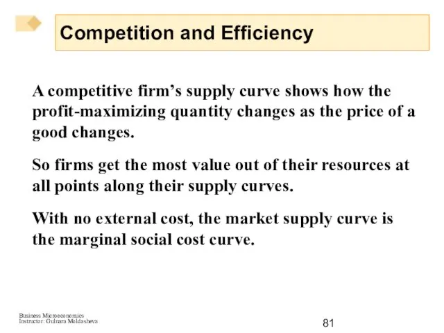 A competitive firm’s supply curve shows how the profit-maximizing quantity changes as