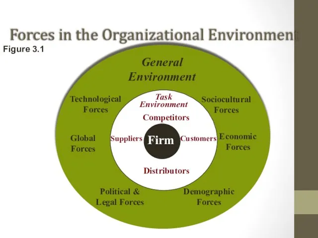 Forces in the Organizational Environment Figure 3.1 Distributors Firm Task Environment Suppliers