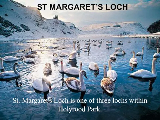 ST MARGARET’S LOCH St. Margaret's Loch is one of three lochs within Holyrood Park.