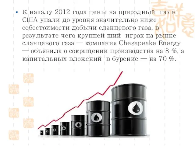 К началу 2012 года цены на природный газ в США упали до