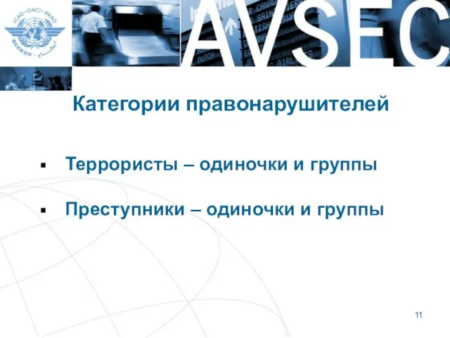 Категории правонарушителей Террористы – одиночки и группы Преступники – одиночки и группы