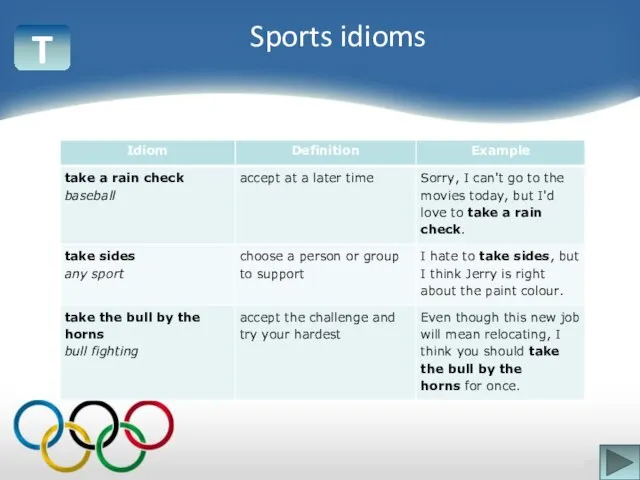 T Sports idioms