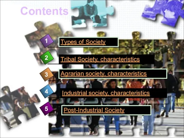 Contents 4 Types of Society 1 2 3 5 Tribal Society, characteristics