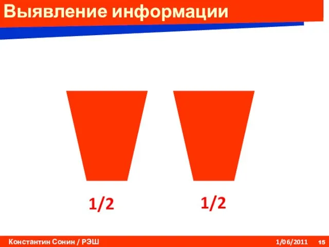 Выявление информации 1/2 1/2