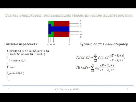 Синтез операторов, описывающих геометрические характеристики * К.С. Сорокин гр. 4082/11 Кусочно-постоянный оператор