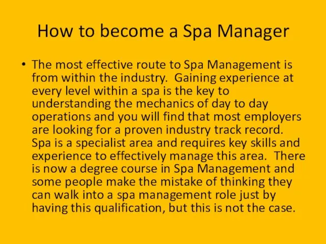 How to become a Spa Manager The most effective route to Spa