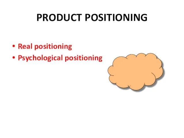 PRODUCT POSITIONING Real positioning Psychological positioning