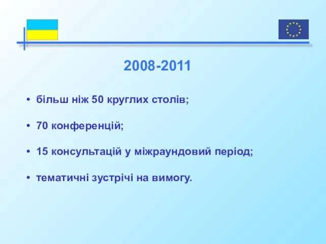 більш ніж 50 круглих столів; 70 конференцій; 15 консультацій у міжраундовий період;