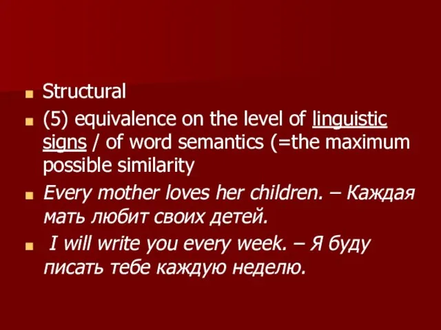 Structural (5) equivalence on the level of linguistic signs / of word