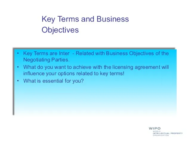 Key Terms are Inter - Related with Business Objectives of the Negotiating