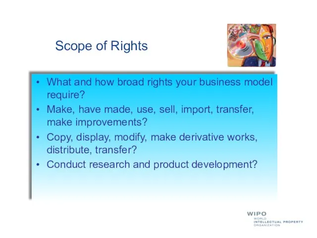 Scope of Rights What and how broad rights your business model require?