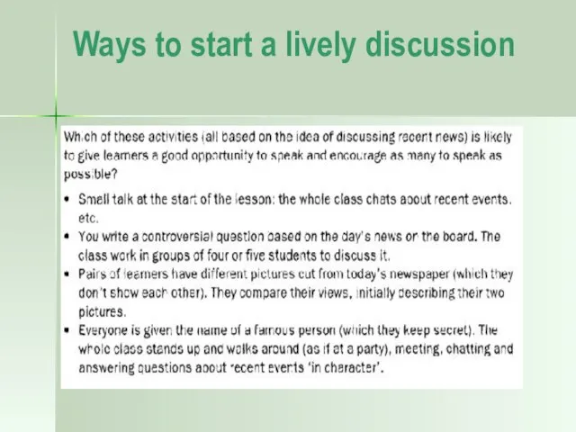 Ways to start a lively discussion