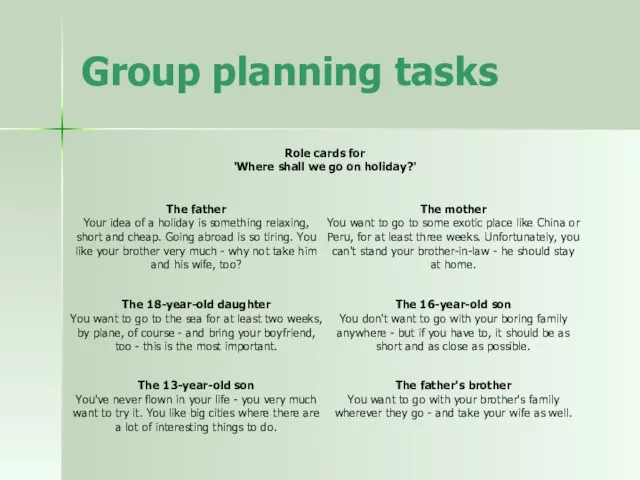 Group planning tasks