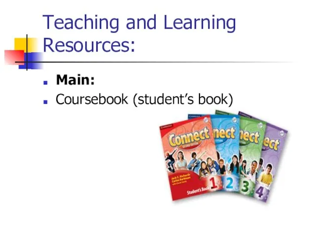 Teaching and Learning Resources: Main: Coursebook (student’s book)