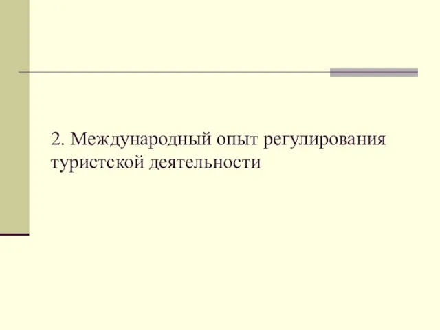 2. Международный опыт регулирования туристской деятельности