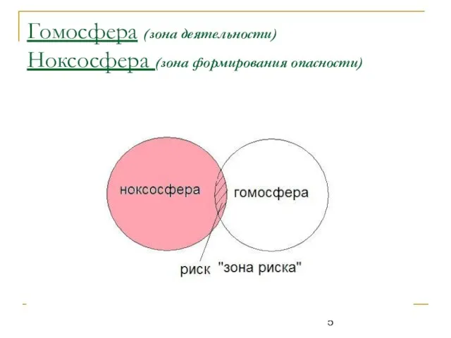 Гомосфера (зона деятельности) Ноксосфера (зона формирования опасности)