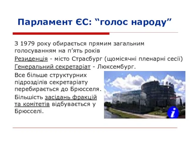 Парламент ЄС: “голос народу” З 1979 року обирається прямим загальним голосуванням на