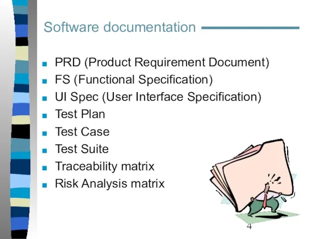 Software documentation PRD (Product Requirement Document) FS (Functional Specification) UI Spec (User